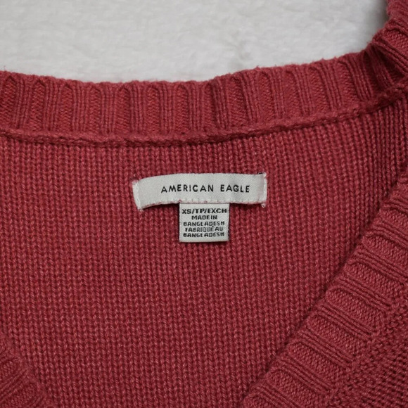 American Eagle Button Front Knit Cardigan Sz XS Cropped Pink Preppy Academia - Picture 12 of 15